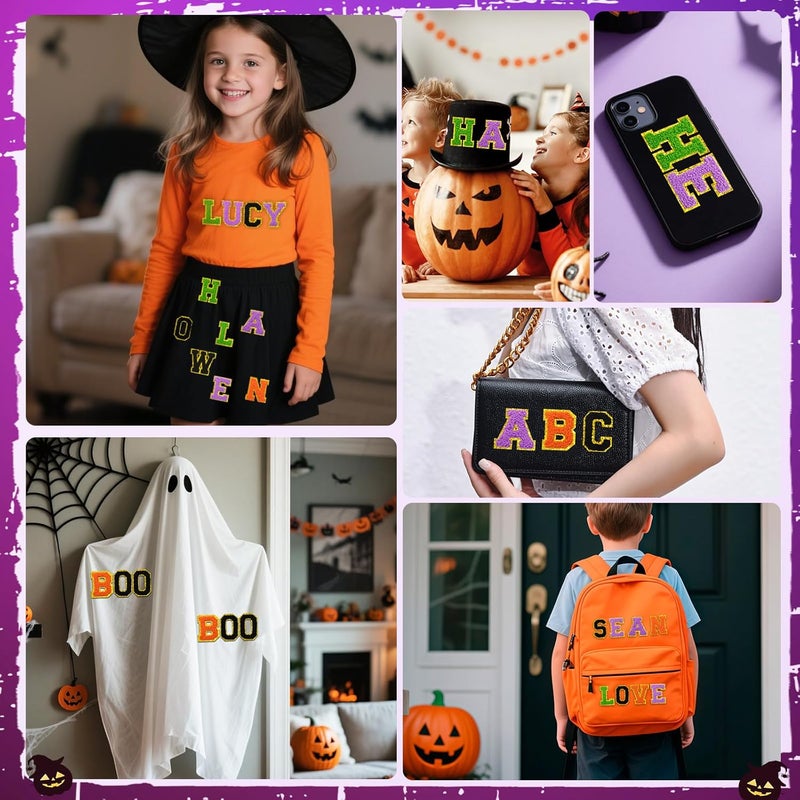 FOGWOWO 52 Pcs Halloween Patches Chenille Letter Patches Self Adhesive for Clothing,A-Z Varsity Letter Stickers Embroidered Sew on Repair Patches for Jackets Hats Backpacks - Image 5